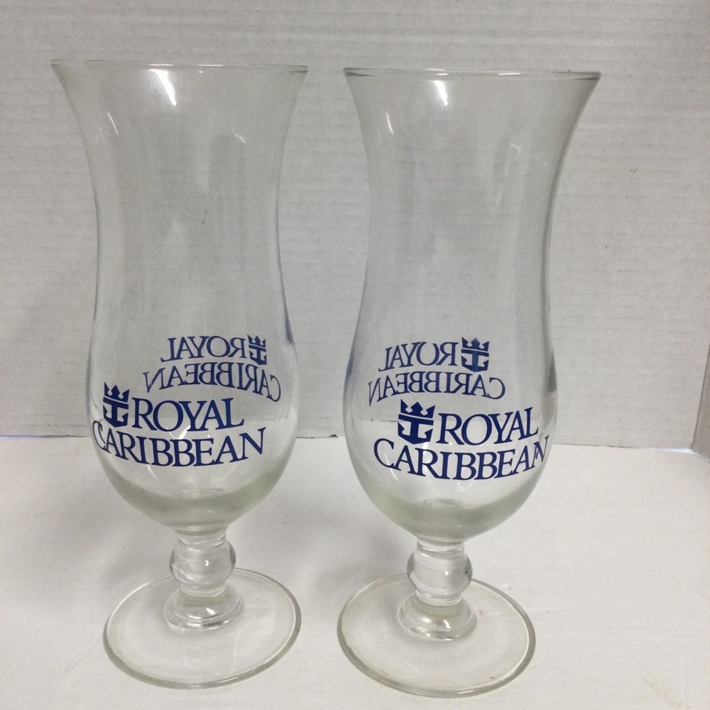 Royal Caribbean Hurricane Souvenir Glasses Set of 2 Vintage